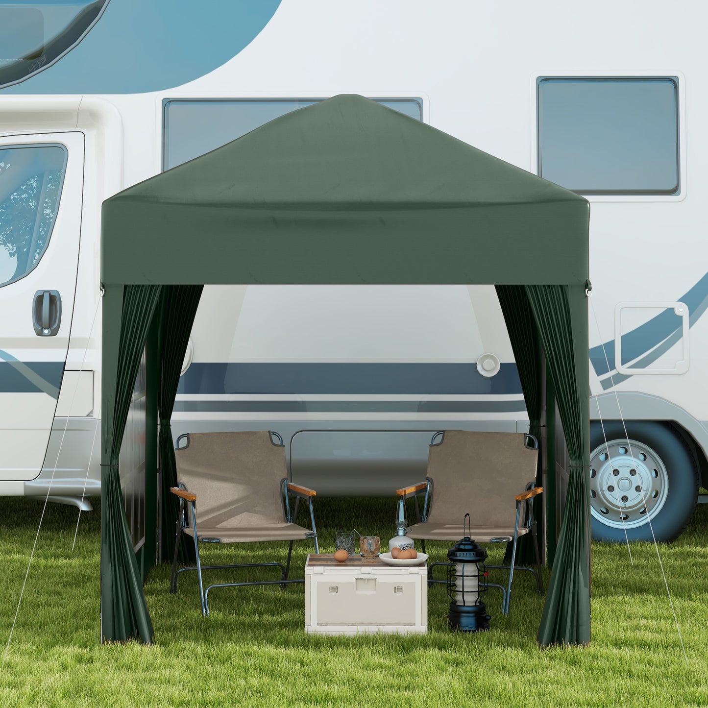 2 x 2 m Garden Pop Up Gazebo, Wedding Party Tent Marquee, Water Resistant Awning Canopy with Sidewalls, Windows, Carry Bag