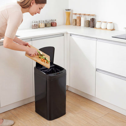 12L Sensor Bin, Automatic Touchless Motion Sensor Kitchen Bin with Fingerprint Resistant Stainless Steel, Black