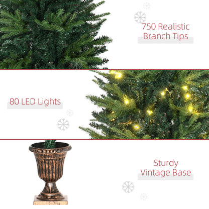 1.2m 4ft Christmas Tree Entrance Décor 750 Tips Xmas Pre-lit Tree 80 LED with Vase Base