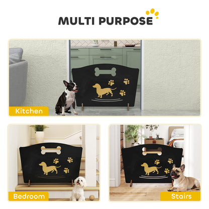 Wooden Dog Stopper, Dog Barrier with Support Feet, for Stair, Patio, Very Easy Setup, Black, 75 x 51 cm