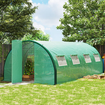 Polyethylene Upgraded Structure Walk-in Polytunnel Greenhouse, 6 x 3 m, Green