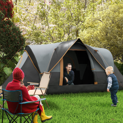 5 Man Camping Tent, Large Tunnel Tent, Water Resistant Hiking Shelter with Groundsheet and Carry Bag, Black