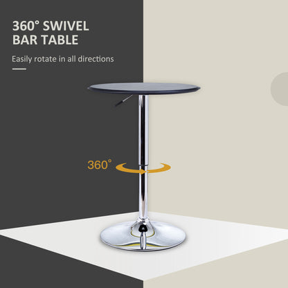 Round Bar Table, 360 Degree Swivel Counter Pub Table with Adjustable Height, for Kitchen, Cafe, Black