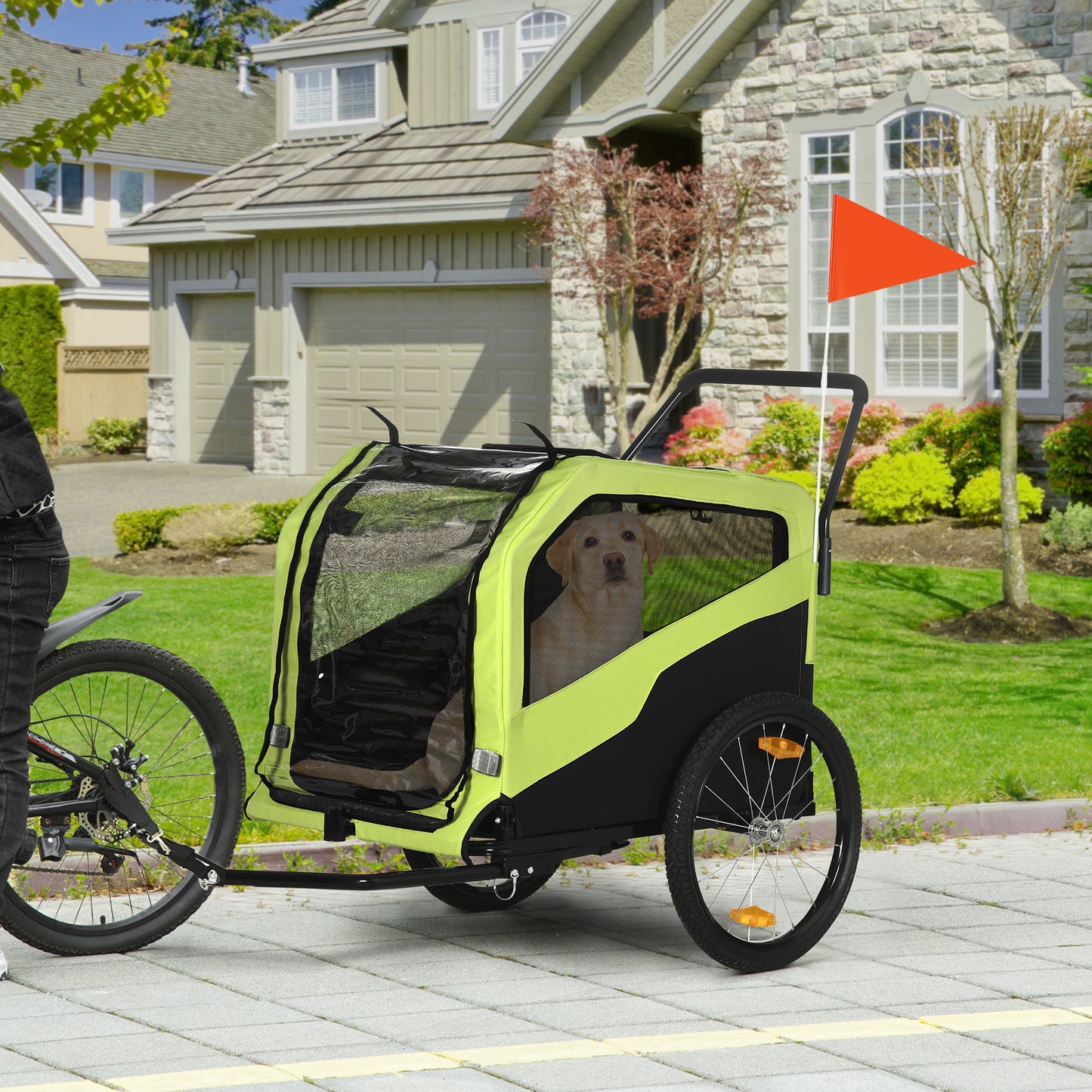 Dog Bike Trailer, 2 in 1 Dog Stroller for Large Dogs with Hitch, Quick-release 20" Wheels