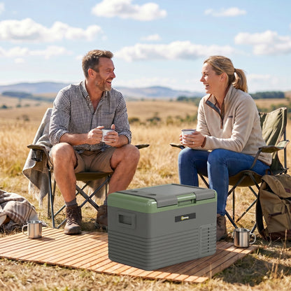 30L Portable Car Refrigerator - Light Green and Grey