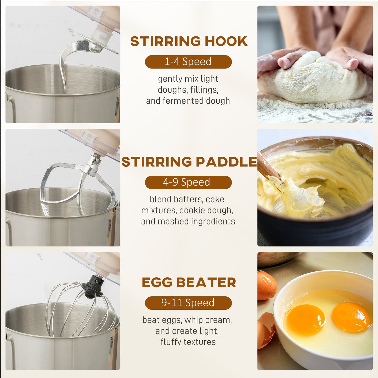 Stand Mixer, 6L 1400W Tilt-Head Food Mixer with 11 Speeds, Pulse & Fermentation Function, LED Display, Cream