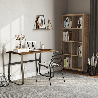 Industrial Writing Desk With Metal Legs, 115 x 58 x 74.5cm, Rustic Brown and Black