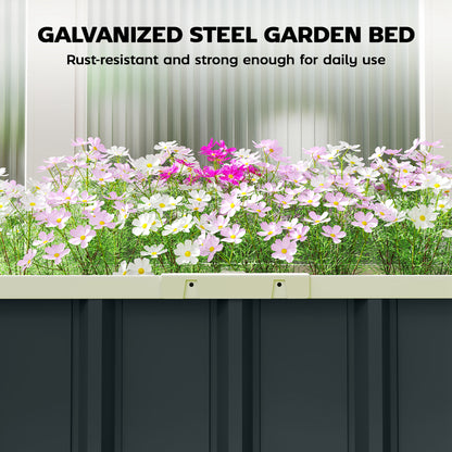 Galvanised Raised Garden Bed, 5 x 2 x 1 ft Metal Planter with Gloves and Folded Edging, Dark Grey