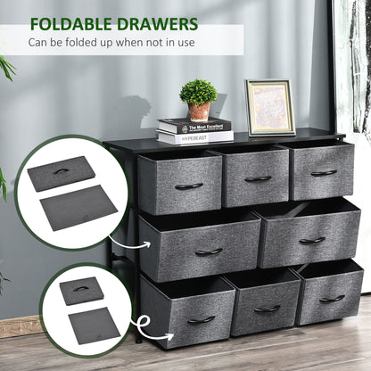 Chest of Drawers with 8 Foldable Drawers, 3-Tier Fabric Bedroom Dresser, Clothes Storage Unit for Bedroom Living Room