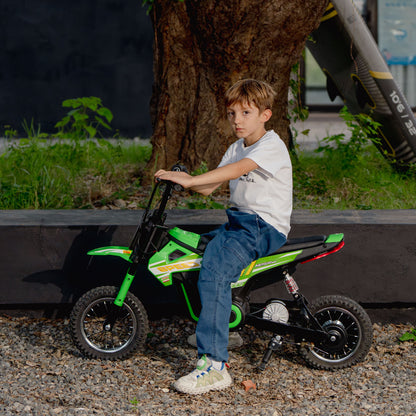Kids Electric Motorbike, 24V Ride On Motorcycle with 3 Speeds and Rear Suspension, Dirt Bike for 8-12 Years Old, Green