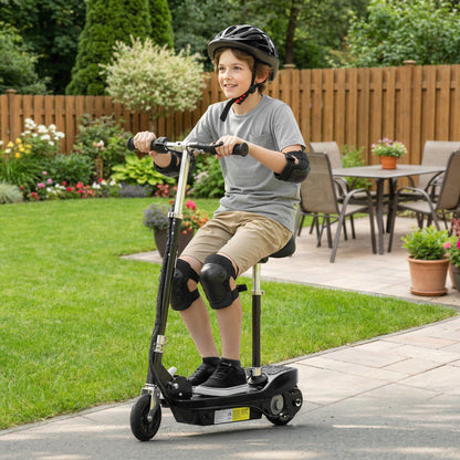 Powered Powered Scooter Ride-On, with Brakes, Adjustable Seat, Adjustable Handlebars, Black
