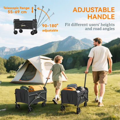 62L Festival Trolley on Wheels, Portable Small Folding Trolley Cart