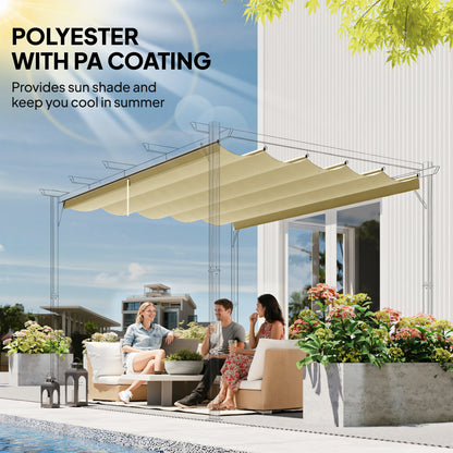 Retractable Pergola Cover, 2.55 x 2.5 m Replacement Canopy Fabric for 3 x 3 m Frame, Roof Top Only, Beige