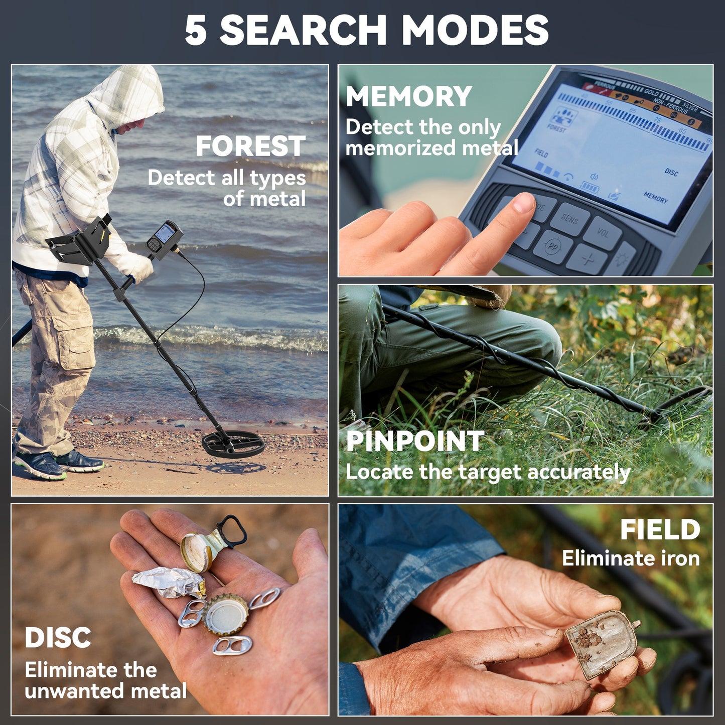 Metal Detector for Adults and Beginners, Gold Detector with Higher Accuracy IP68 Waterproof Coil