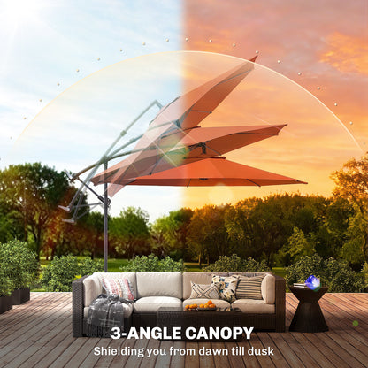 3 m Overhanging Cantilever Parasol, with Cross Base - Orange