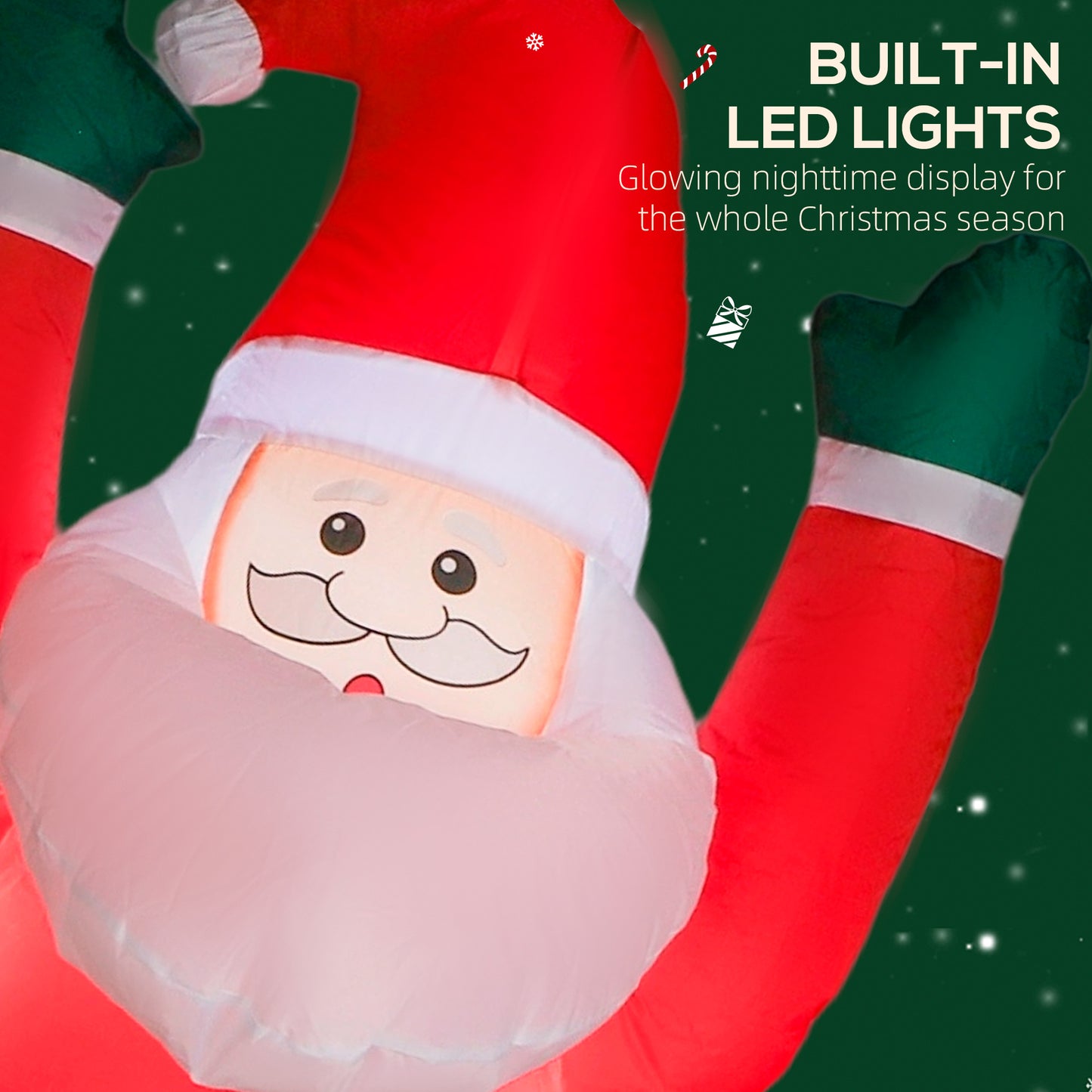 7FT Hanging Christmas Inflatable Santa with Dog, Christmas Blow Up Decoration with Built-in LED Lights for Garden