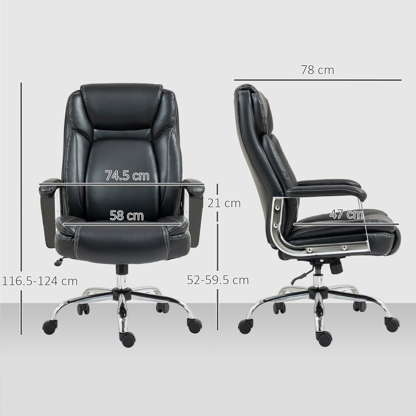 Ergonomic Office Chair, Heavy Duty Faux Leather Desk Chair with Tilt Function, Adjustable Height