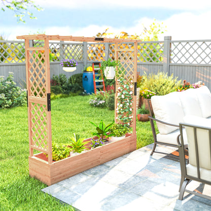 Fir Wood 171 x 39 cm Planter and Trellis Garden Bed