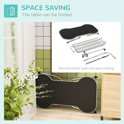 Foldable Dog Grooming Table Pet Drying Table with Adjustable Arm Non-Slip Rubber Tabletop Aluminium Alloy Edge Stainless Stee