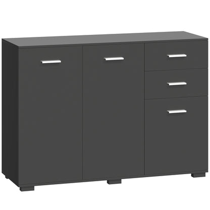 Sideboard, Modern Storage Cabinet with 2 Drawers, 3 Doors and Adjustable Shelves, Black