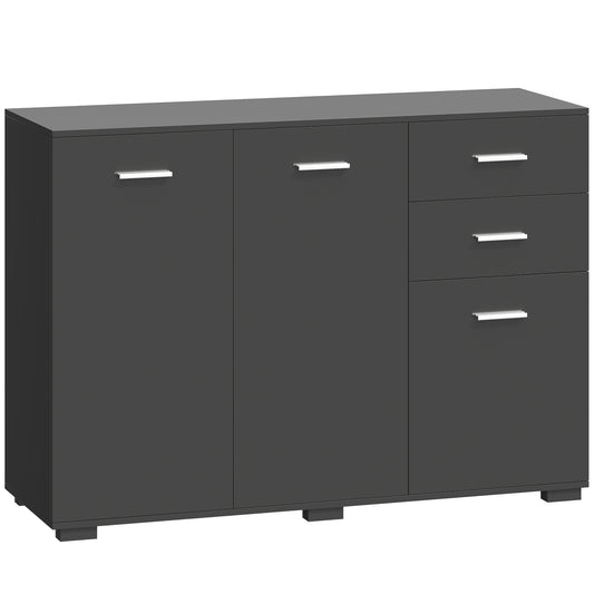 Sideboard, Modern Storage Cabinet with 2 Drawers, 3 Doors and Adjustable Shelves, Black