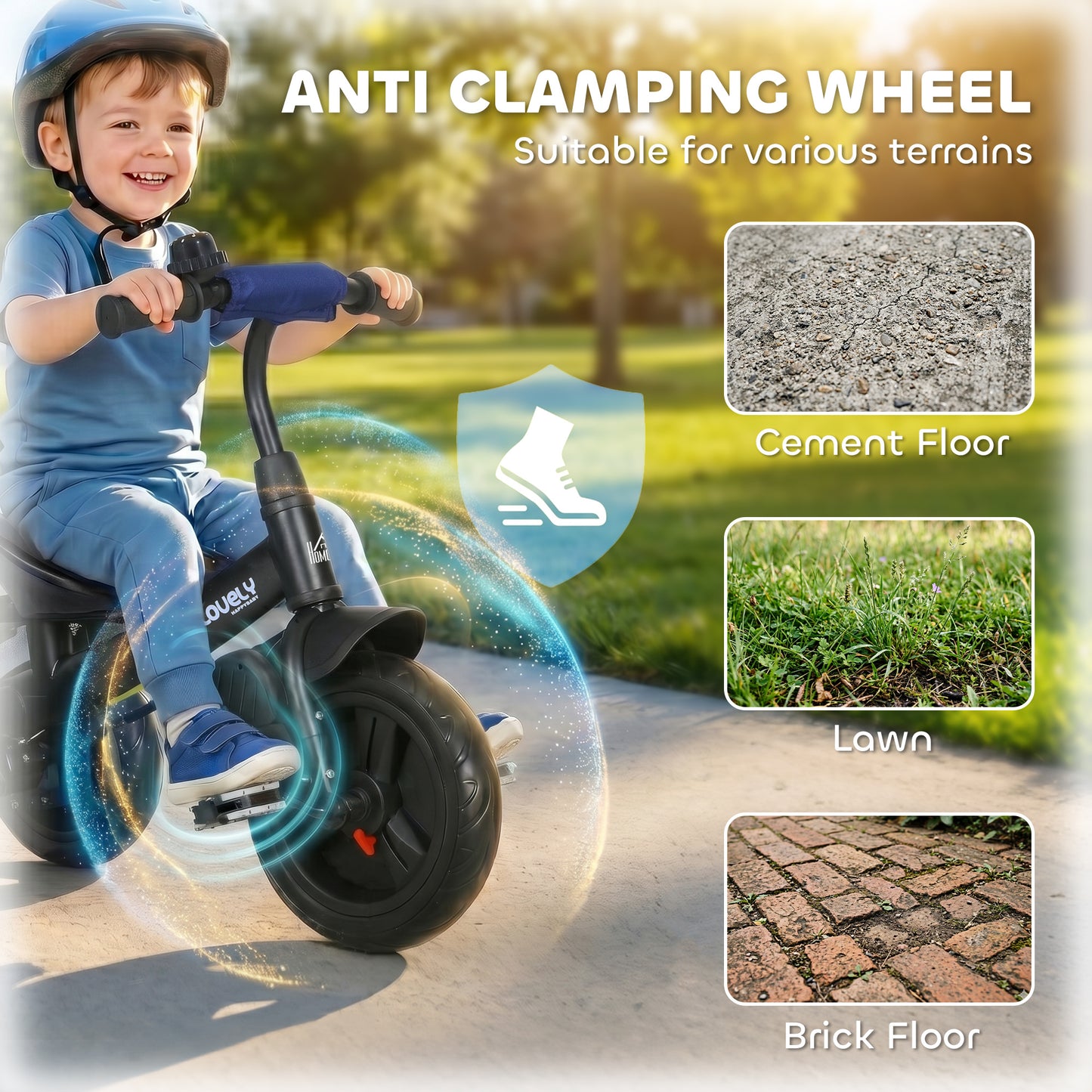 6 in 1 Kids Trike with Parent Handle, Canopy, 5-point Seat Belt, Storage, Footrest, Brake, for 1-5 Years, Dark Blue