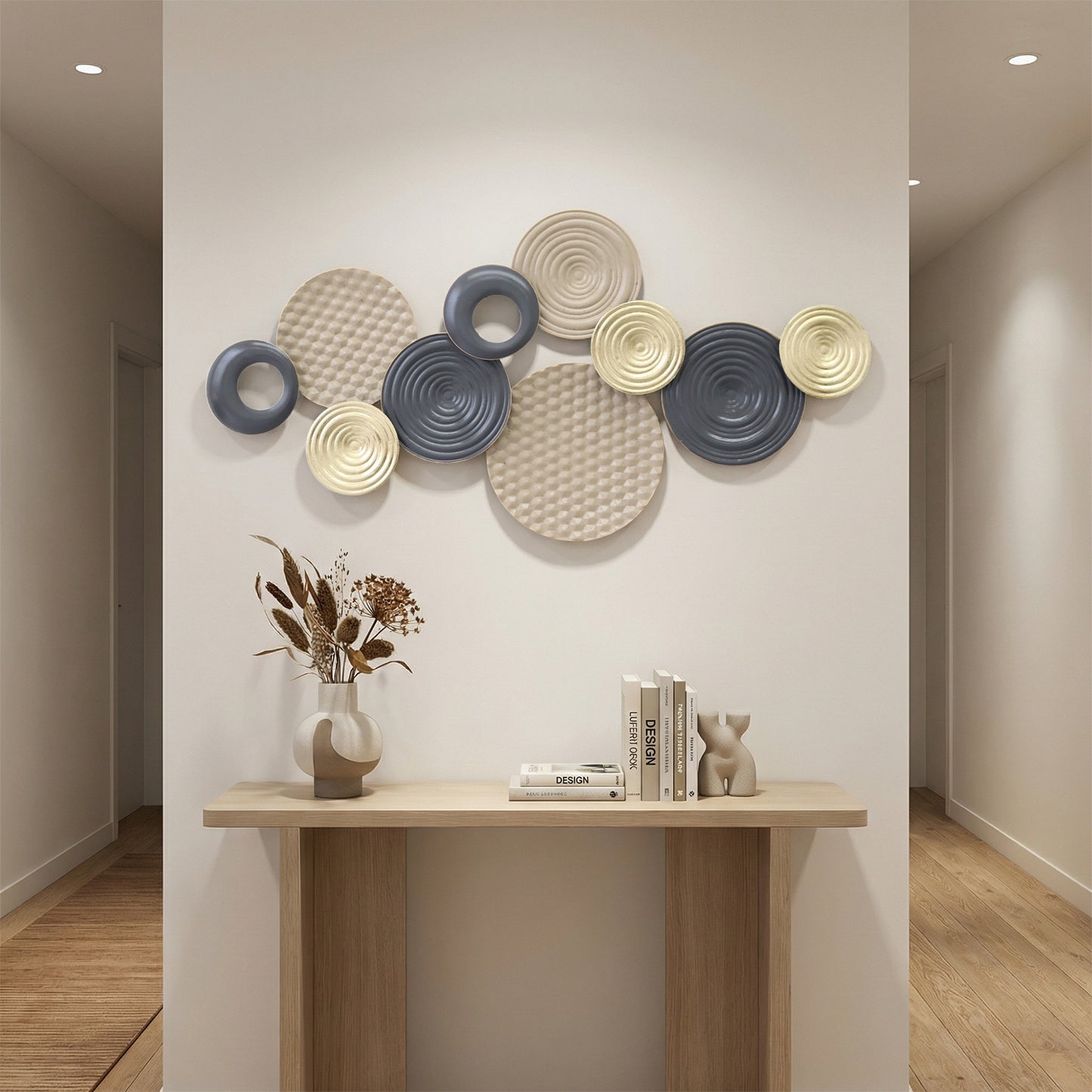 Metal Wall Art, Modern Hanging Wall Decor with Multi-Disc Design for Living Room Bedroom Dining Room