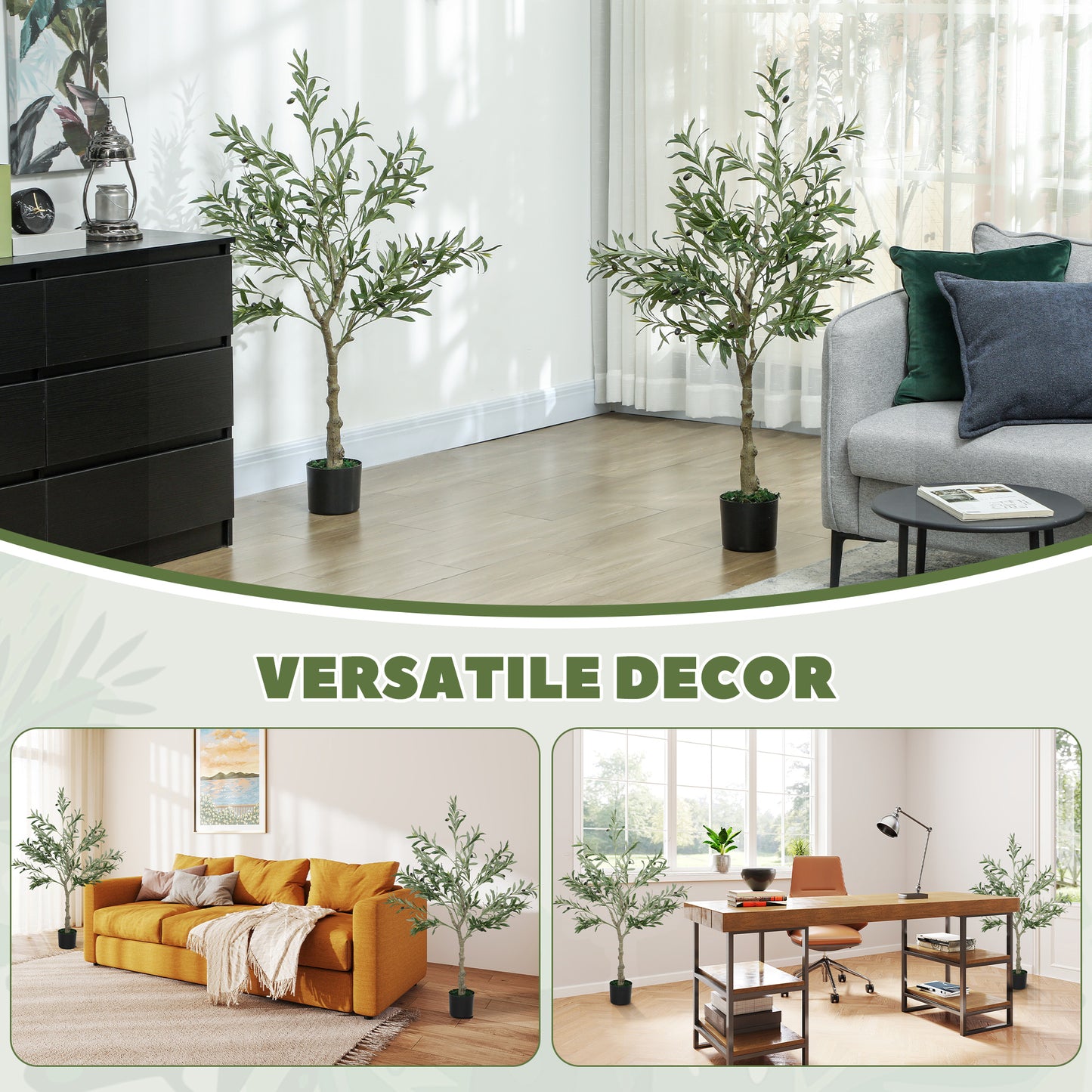 Set of Two Silk Leaf Artificial Olive Trees