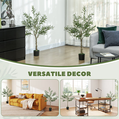 Set of Two Silk Leaf Artificial Olive Trees