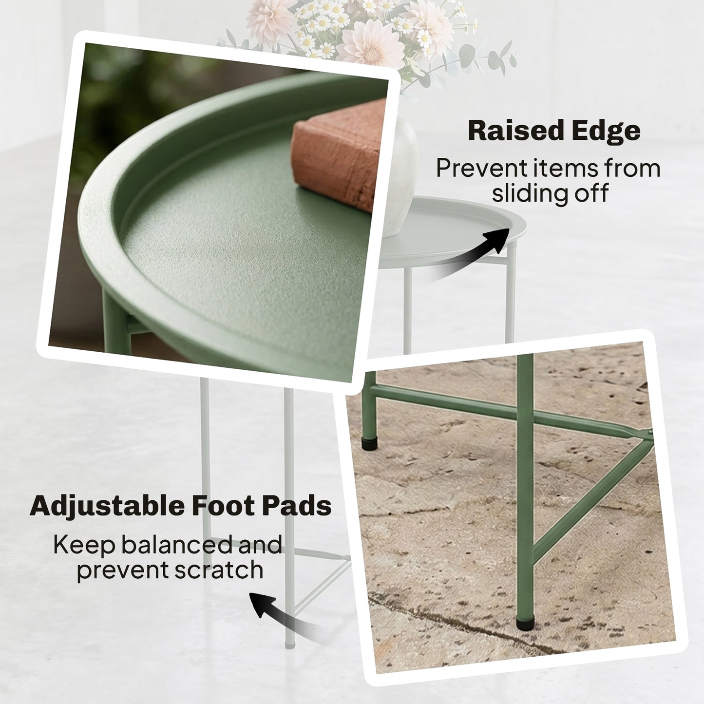 Steel Removable Tray Top Garden Table - Green