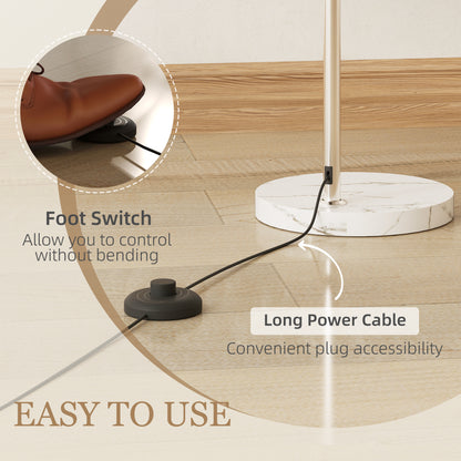Floor Lamp for Living Room, Modern Standing Lamp with Shade & Foot Switch for Bedroom, Office, White