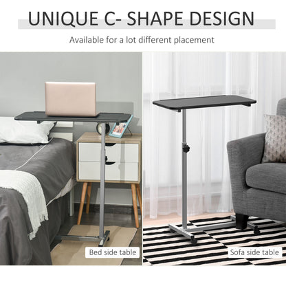 Height Adjustable Over Bed Table with Wheels, C Shaped Laptop Desk, Portable Hospital Bed Table for Living Room, Bedroom