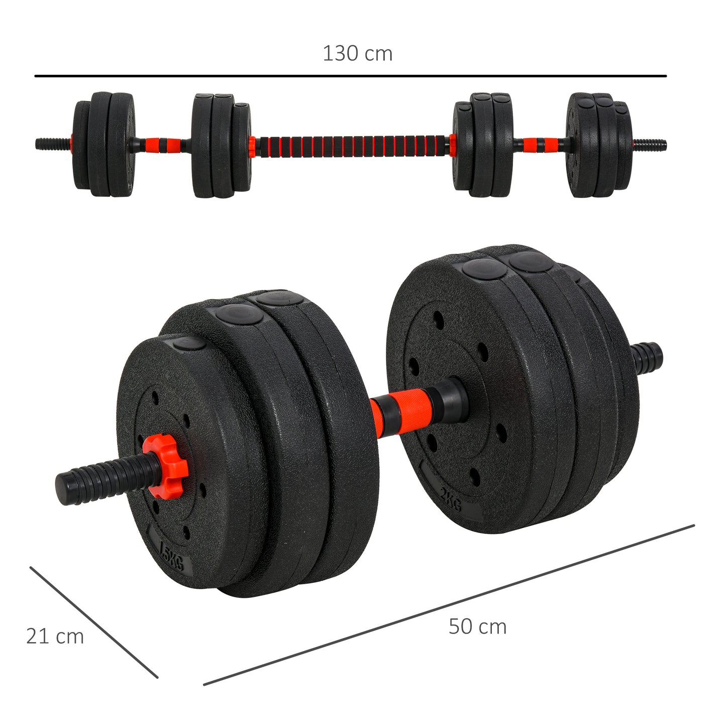 25kg 2 IN 1 Adjustable Dumbbells Weight Set, Dumbbell Hand Weight Barbell for Body Fitness, Lifting Training for Home