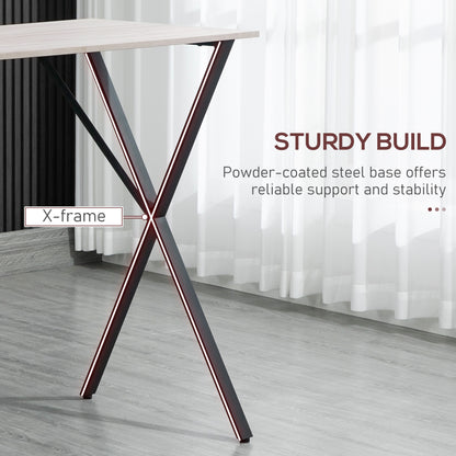120 cm Rectangular Bar Table for 4 People, Modern Breakfast Bar Table with Wood Effect Tabletop, Steel Legs