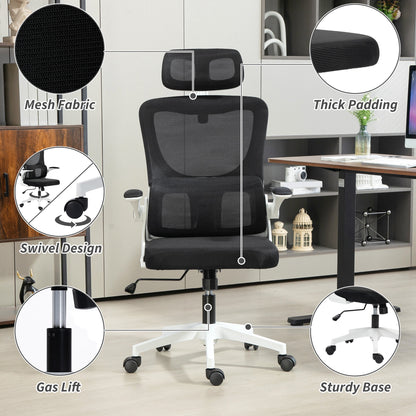 Ergonomic Office Chair, High Back Mesh Computer Desk Chair with Adjustable Headrest and Lumbar Support, Rotatable Armrests