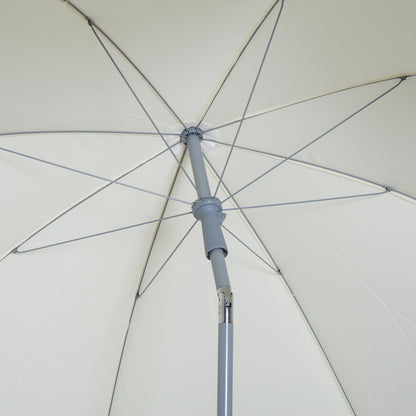 2.2m Beach Umbrella, Portable Parasol with Tilting Function, Outdoor Sunshade Shelter with 8 Ribs for Garden, Pool and Patio