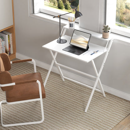 81.5 cm Folding Computer Desk with Monitor Shelf - White