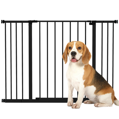 Dog Gate Pet Safety Gate Stair Barrier Pressure Mount Adjustable 76-82/86-97/101-107 cm, Black