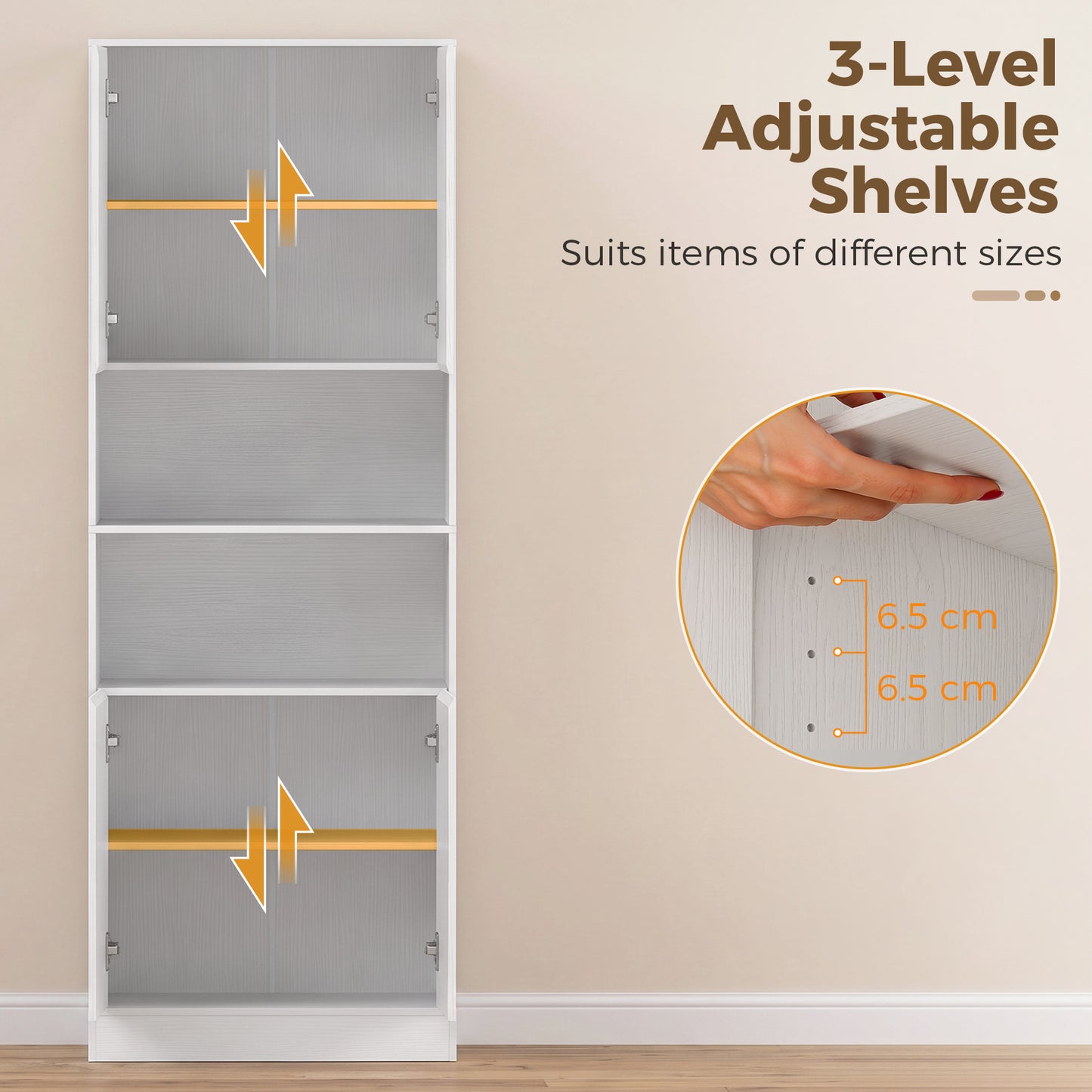 170 cm Kitchen Pantry Cabinet, Freestanding Storage Cabinet with Soft-Close Hinges, White Wood Effect