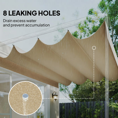 Retractable Pergola Canopy Only, 3.92 x 3.5 m, UV30+ Replacement Canopy Cover for 4 x 3 m Pergola, Khaki