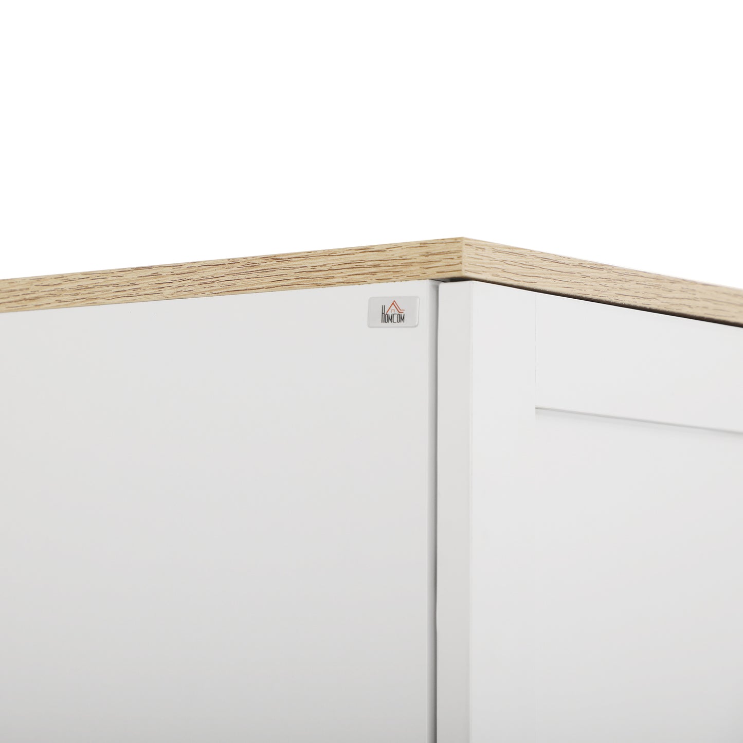 Freestanding Kitchen Cupboard, 4-Door Storage Cabinet Organiser with Adjustable Shelves White Wood Effect