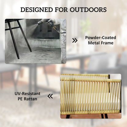 5 Piece Garden Furniture Set, Garden Dining Set with Wood-Plastic Table and 4 Armchairs, Beige