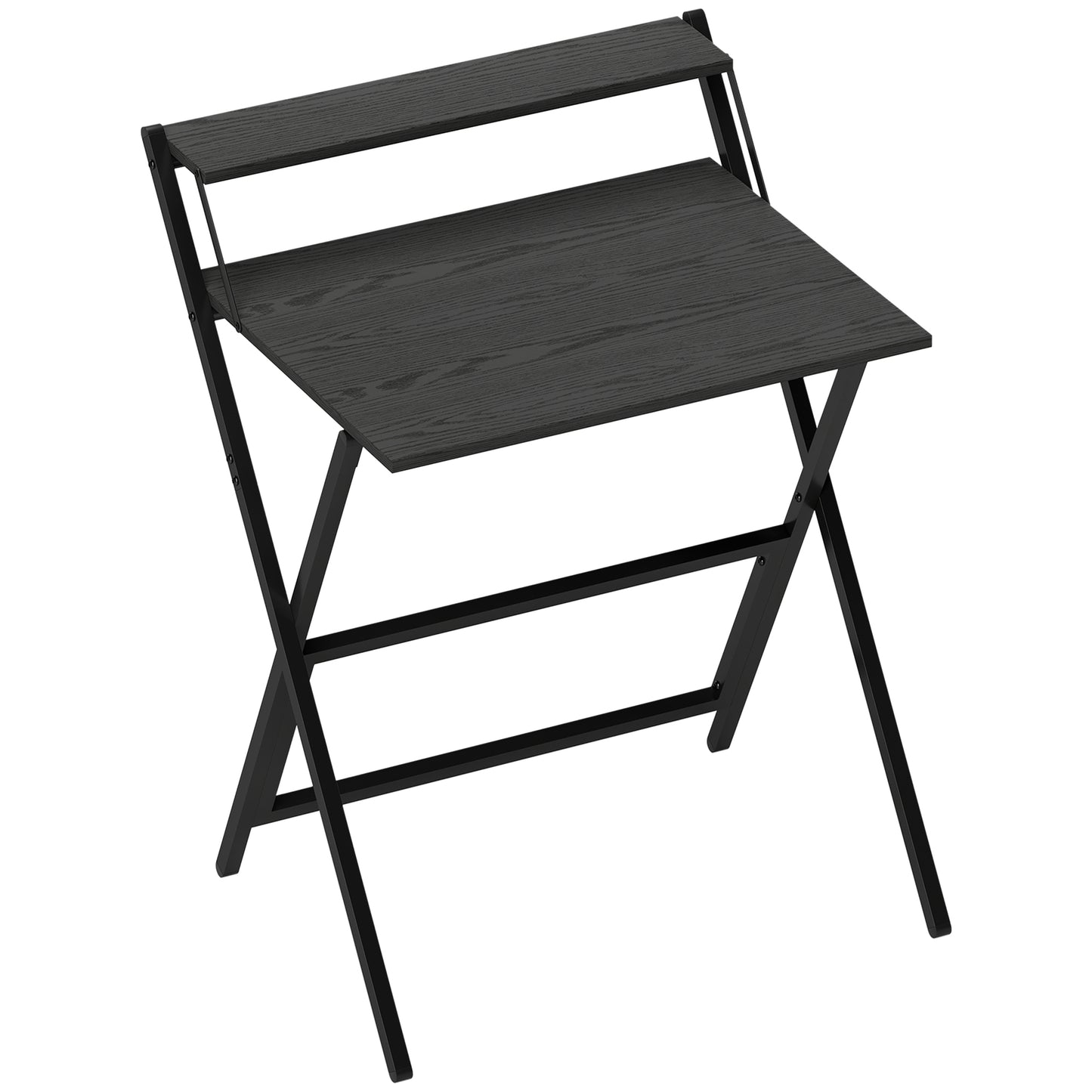 70 cm Folding Computer Desk with Monitor Shelf - Black