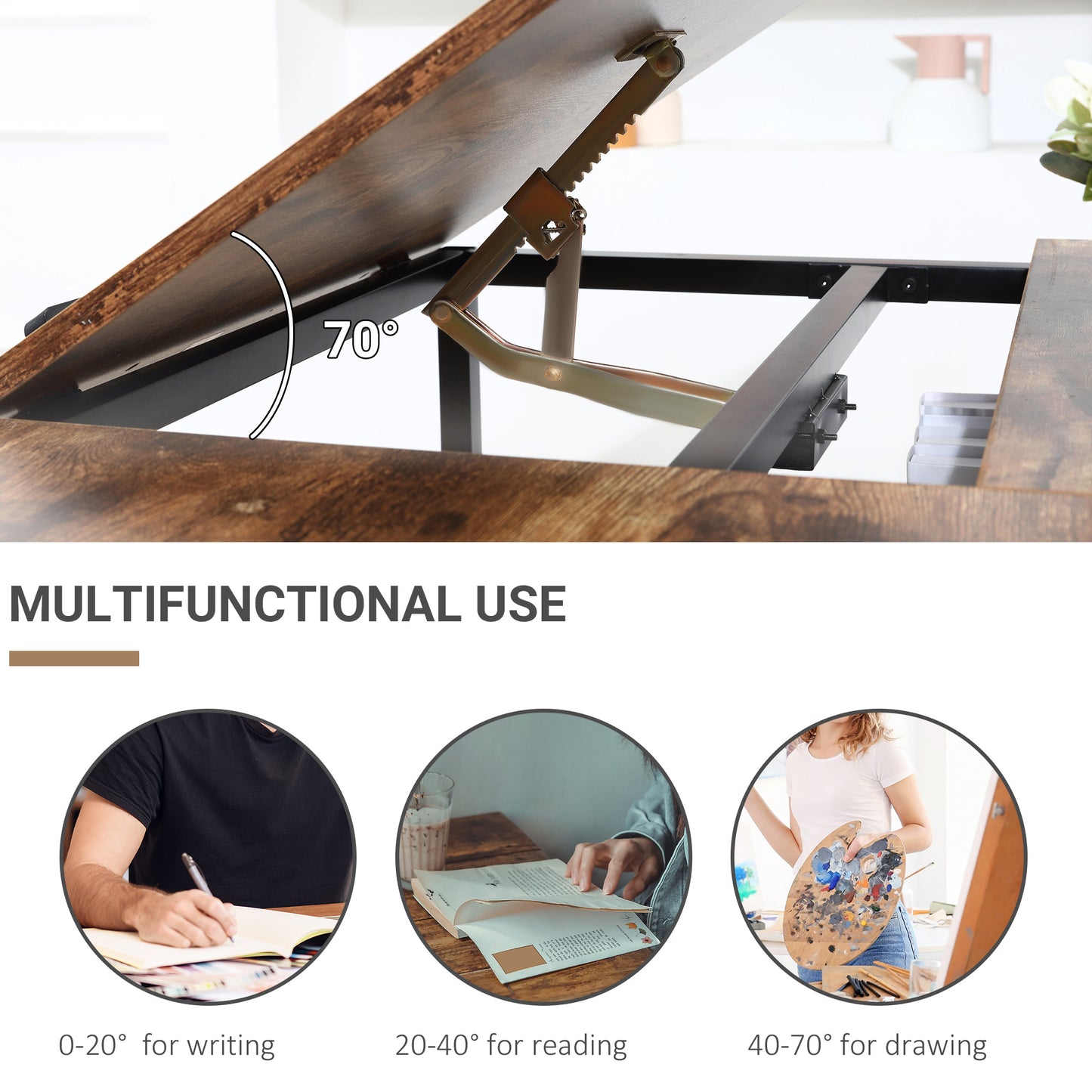 Adjustable Drafting Table Art Desk Drawing Table, Craft Desk Workstation for Painting