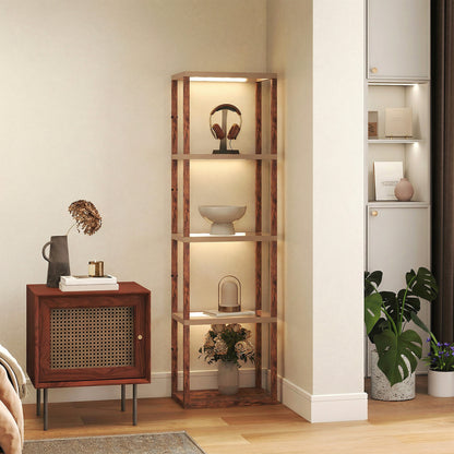Four-Shelf Floor Lamp - Rustic Brown