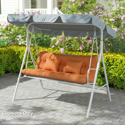Outdoor Seat Cushions Back Cushion with 2 Pillows, Water Repellent Seat Pads for 3-Seater Chair, Orange