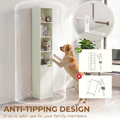 Bookcase Adjustable Shelf Bookshelf Anti-Tip Hardware 6-Tier Storage Cabinet Light Green
