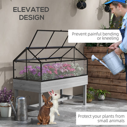 60 x 120cm Raised Garden Bed with Wooden Base - Grey