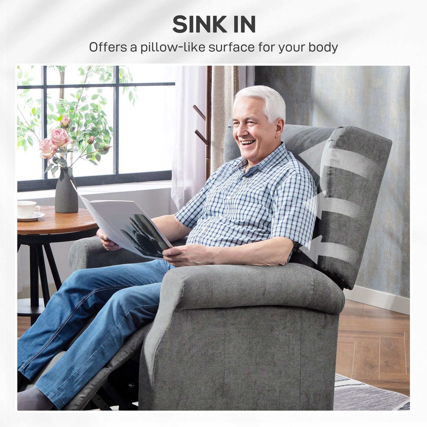 Power Lift Recliner Armchair, Electric Lift Chair for Elderly, Fabric Riser and Reclining Chair with Remote Control