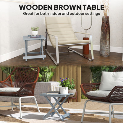 Fir Wood Folding Coffee Table, Lightweight Small Garden Table with Slatted Top, Portable Folding Side Table for Balcony